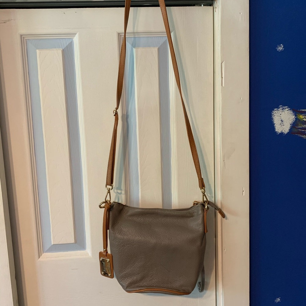 Valentina Grey and Tan Cross Body Bag